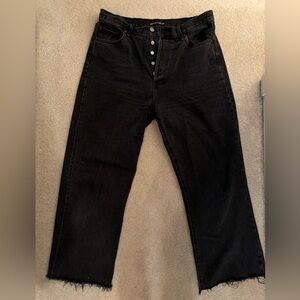 Denim Forum Farrah high rise wide leg jean, black, size 32